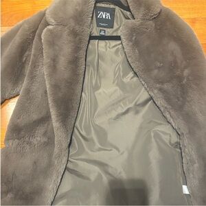 Zara Soft Gray teddy Jacket never worn tags removed